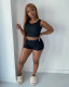 SC Solid Color Sleeveless Two Piece Shorts Set YD-1128