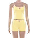 SC Solid Color Sling Vest Two Piece Shorts Set GZJQ-K25S90385