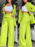 SC Plus Size Solid Color Lapel Blazer Two Piece Pants Set GYJY-YW0278
