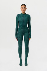 SC Snake Print Long Sleeve Tight Jumpsuit SHD-9954