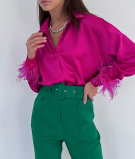 SC Feather Long Sleeve Solid Shirt SHD-9957