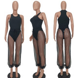 SC Sleeveless Tank Tops+Mesh Pants 2 Piece Set YD-1123