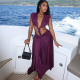 SC Solid Color Sleeveless V Neck Backless Maxi Dress GZJQ-K25D91005