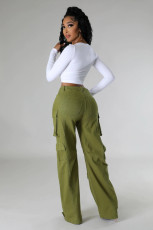 SC Plus Size Solid Color Multicolor Pockets Pants GHXF-HX0359