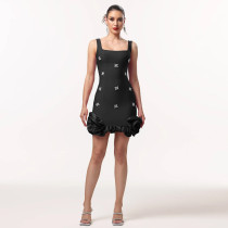 SC Sleeveless Hot Drill Mini Dress BY-7593