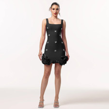 SC Sleeveless Hot Drill Mini Dress BY-7593