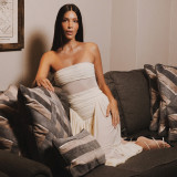 SC Off Shoulder Pleated Solid Color Maxi Dress XEF-K25D89153