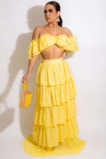 SC Plus Size Off Shoulder Wrap Chest Two Piece Skirts Set GHXF-HX0185