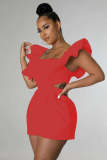SC Plus Size One Shoulder Solid Color Romper GHXF-HX0206