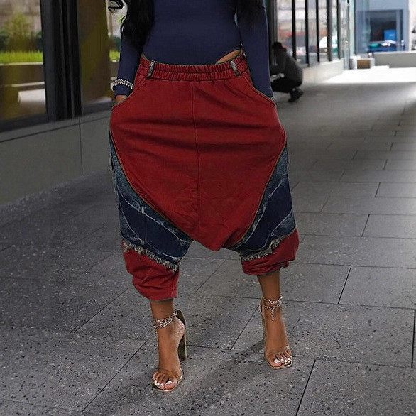 SC Patchwork Denim Loose Harlen Jeans LSD-LD2465