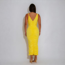 SC Solid Color Sleeveless Sling Maxi Dress CYA-902006