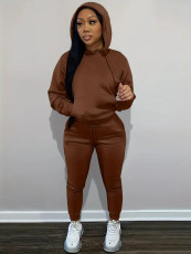 SC Solid Color Long Sleeve Hooded Two Piece Pants Set LSD-035