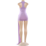 SC Sleeveless Solid Color Backless Mini Dress DLSF-K25D88864