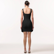 SC Sleeveless Hot Drill Mini Dress BY-7593