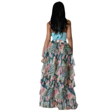 SC Plus Size Print Press Pleated Long Skirt GHXF-HX085