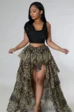 SC Plus Size Print Press Pleated Long Skirt GHXF-HX085