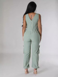 SC Plus Size Sleeveless V Neck Bandage Jumpsuit GHXF-HX0417