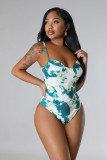 SC Plus Size Tie Dye Print Sling Bodysuit 2 Piece Pants Set GHXF-HX0319