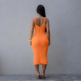 SC Solid Color Sleeveless Sling Maxi Dress CYA-902006