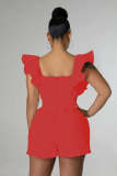 SC Plus Size One Shoulder Solid Color Romper GHXF-HX0206