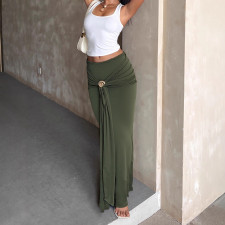 SC Solid Color Low-waisted Long Skirt GZJF-6642