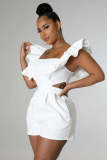 SC Plus Size One Shoulder Solid Color Romper GHXF-HX0206