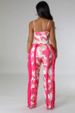 SC Plus Size Tie Dye Print Sling Bodysuit 2 Piece Pants Set GHXF-HX0319