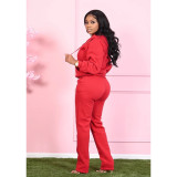 SC Solid Color Fleece Long Sleeve Hooded Two Piece Pants Set SMD-25061