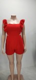 SC Plus Size One Shoulder Solid Color Romper GHXF-HX0206