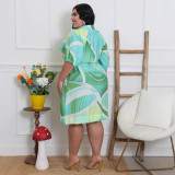 SC Plus Size Print Short Sleeve Midi Dress GHXF-HX0481