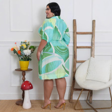SC Plus Size Print Short Sleeve Midi Dress GHXF-HX0481