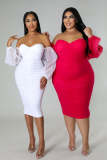 SC Plus Size Mesh Long Sleeve Midi Dress GHXF-HX0204