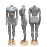 SC Long Sleeve Zipper Tight Two Piece Pants Set SFY-831