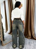 SC Plus Size Casual Holes Straight Jeans GYLN-1534