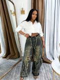 SC Plus Size Casual Holes Straight Jeans GYLN-1534