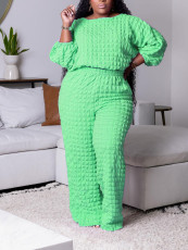 SC Plus Size Solid Color Loose Two Piece Pants Set GAWE-6264