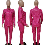 SC Solid Color Leather Sport Two Piece Pants Set GQLK-8226