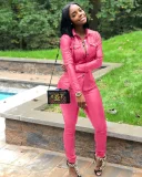 SC Solid Color Leather Sport Two Piece Pants Set GQLK-8226