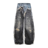 SC Plus Size Fashion Patchwork Loose Jeans GYLN-1173