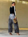 SC Plus Size Fashion Patchwork Loose Jeans GYLN-1173