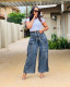 SC Plus Size Fashion Washed Pockets Wide Leg Jeans GYLN-0682