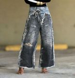 SC Plus Size Fashion Patchwork Loose Jeans GYLN-1173