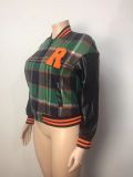 SC Plus Size Embroidered Ribbed PU Patchwork Baseball Jacket GAWE-5611
