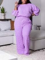 SC Plus Size Solid Color Loose Two Piece Pants Set GAWE-6264