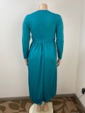 SC Plus Size Solid Color Tie Up Maxi Dress GAWE-6284