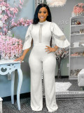SC Plus Size Solid Color Half Sleeve Hollow Out Jumpsuit GQLK-KG359