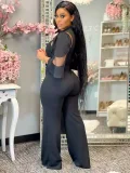 SC Plus Size Solid Color Half Sleeve Hollow Out Jumpsuit GQLK-KG359