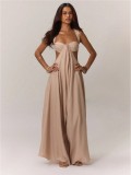 SC Solid Color Halterneck Tie Up Loose Jumpsuit GQLK-KG1173