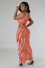 SC Zebra-Print Sleeveless Maxi Dress QHMD-3146