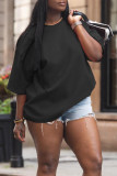 SC Plus Size Solid Color Loose Pullover T Shirt GYLN-38006